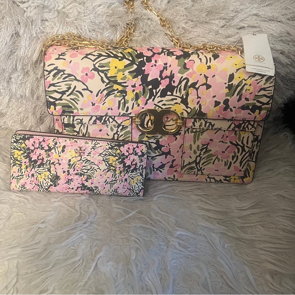 🌸Tory Burch Gemini Link Shoulder Bag with Matching Wallet - Picture 2 of 7
